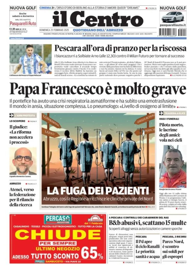 Prima-pagina-il centro-oggi-edizione-del-2025-02-23